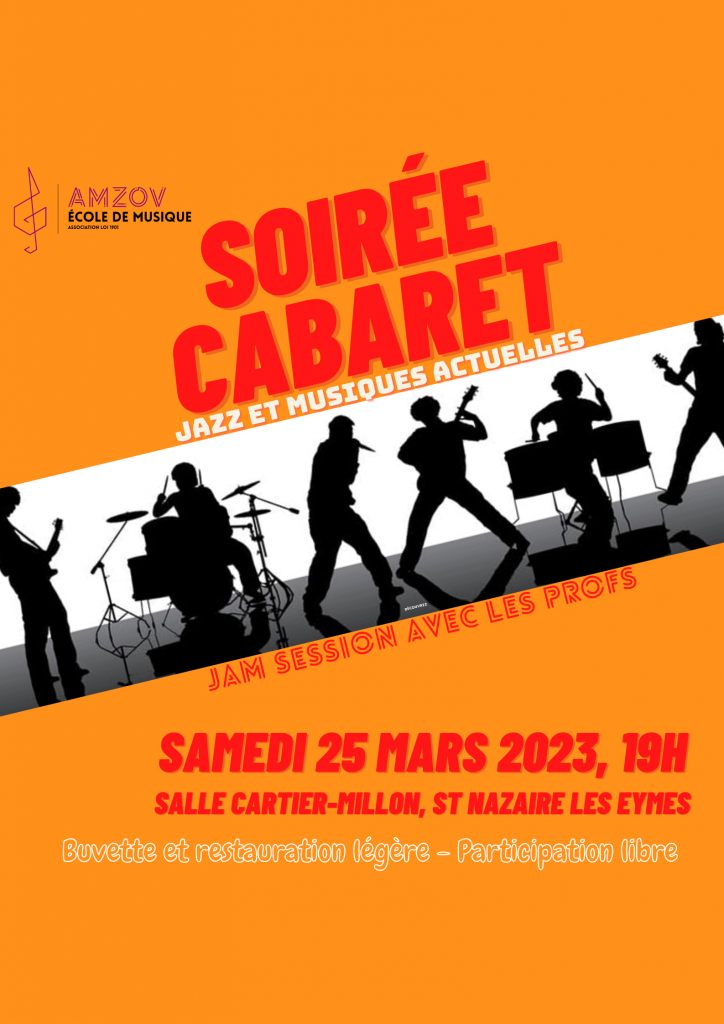 Soirée Cabaret, samedi 25 mars 2023 à 19h, salle Cartier-Millon à St Nazaires les Eymes